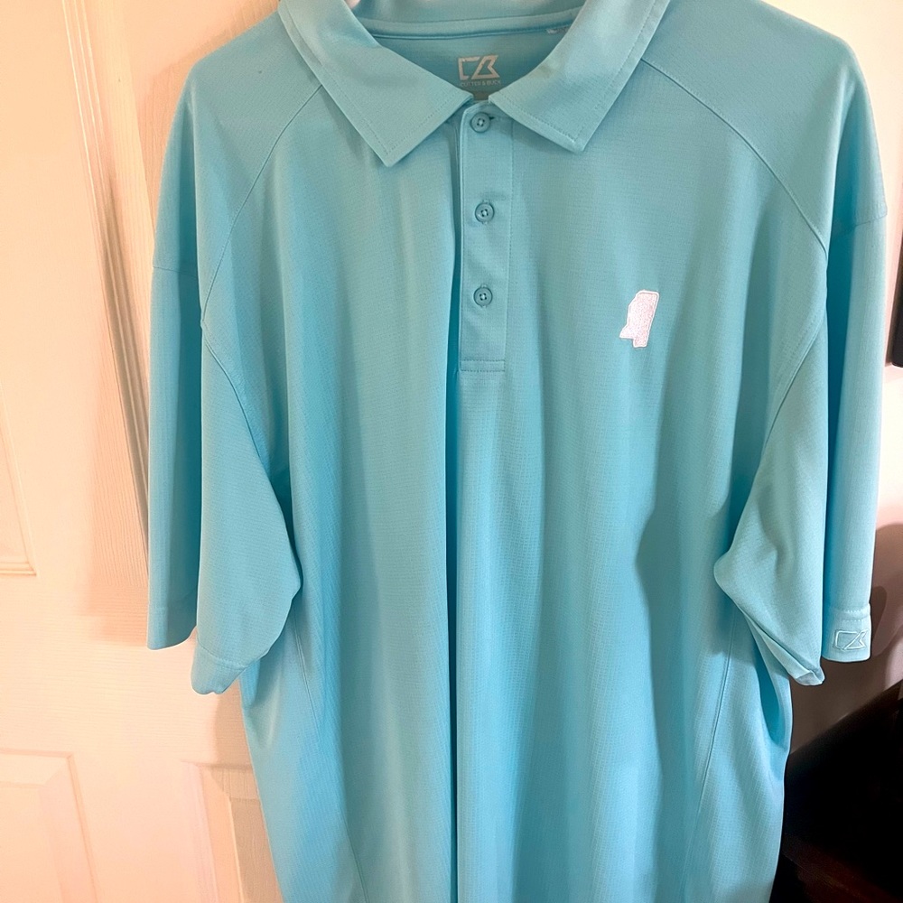 Men’s Cutter and Buck Blue Golf Shirt with Mississippi Logo